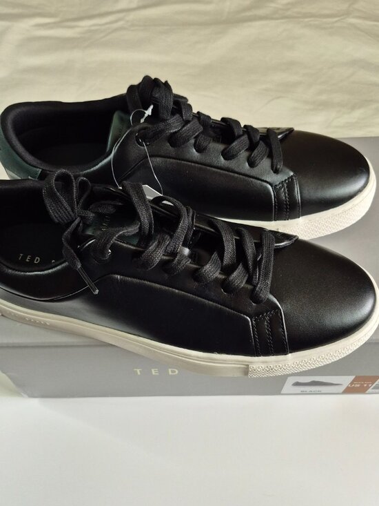 Ted Baker Men\'s Robberto Lace Up Black Leather Shoes, Size 11, New With Box main image 9